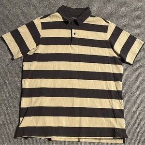 Filson Short Sleeves Polo Shirt Mens Large Brown Black Striped Rugby
